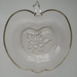 Large Vintage  Clear Glass Apple Bowl 10 Inch